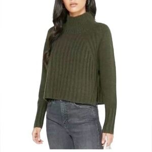 Olive Green Ribbed Turtleneck Sweater